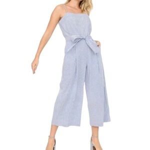 Banana Republic Wide Leg Crop Jumpsuit Striped Tie-Waist Blue NWT 14